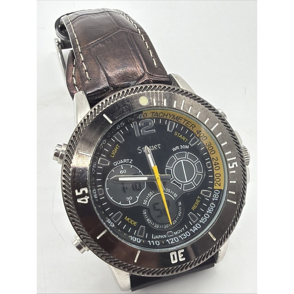 Mens Vintage AUTHENTIC STAUER HYBRID DIGITAL WR30 JAPAN MOVT 20410 WATCH